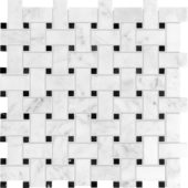 Bianco Venatino Basketweave Polished Mosaic | LA TERRA STONE
