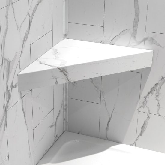 Carrara Marble Shower Bench 26x18.63x3 | LA TERRA STONE
