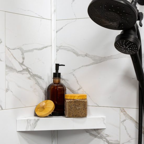 Carrara Marble Shower Shelf 14.56x7.12x2 | LA TERRA STONE