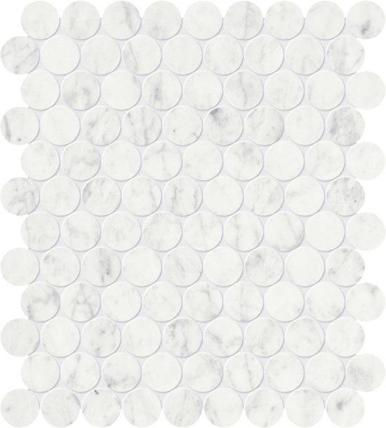 Eterna Bianco 1.25 Honed Penny Round Mosaic | LA TERRA STONE