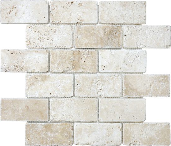 Ivory 2x4 Brick Mosaic | LA TERRA STONE