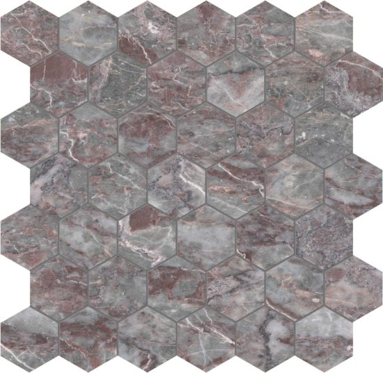 Sereno Burgundy 2 Hexagon Mosaic | LA TERRA STONE
