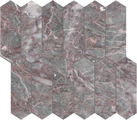 Sereno Burgundy 2x6 Picket Mosaic | LA TERRA STONE
