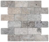 Silver Ash 2x4 Brick Mosaic | LA TERRA STONE