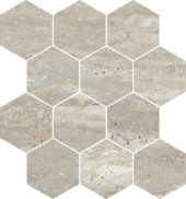 Saturnia 3x3 Hex Silver Matte | LA TERRA STONE