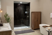 Black Ice Gloss Shower Wall Kit 30x60x94 | LA TERRA STONE