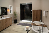 Black Ice Gloss Shower Wall Kit 32x60x94 | LA TERRA STONE